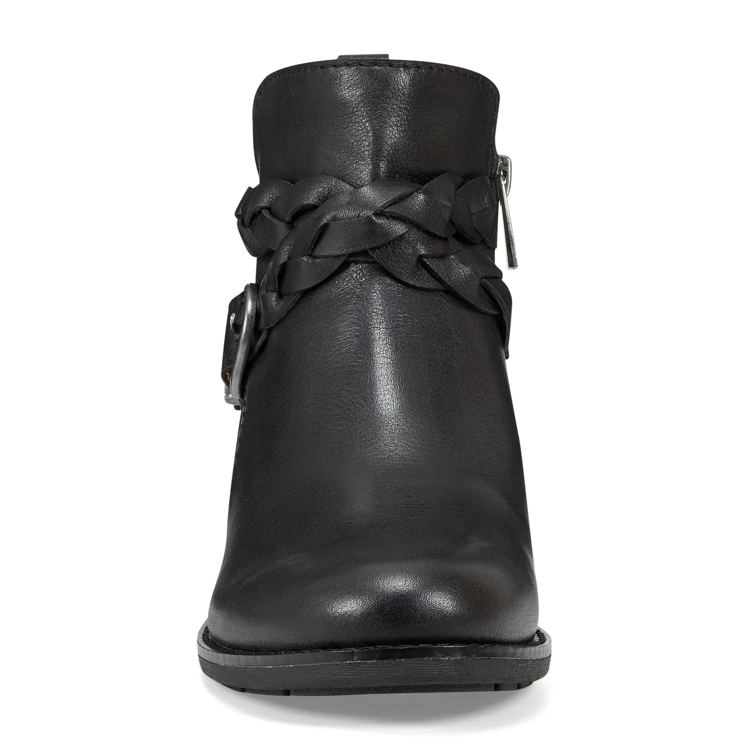 Nicole Round Toe Stacked Heel Casual Booties Comfort Buckles Insulated Fit