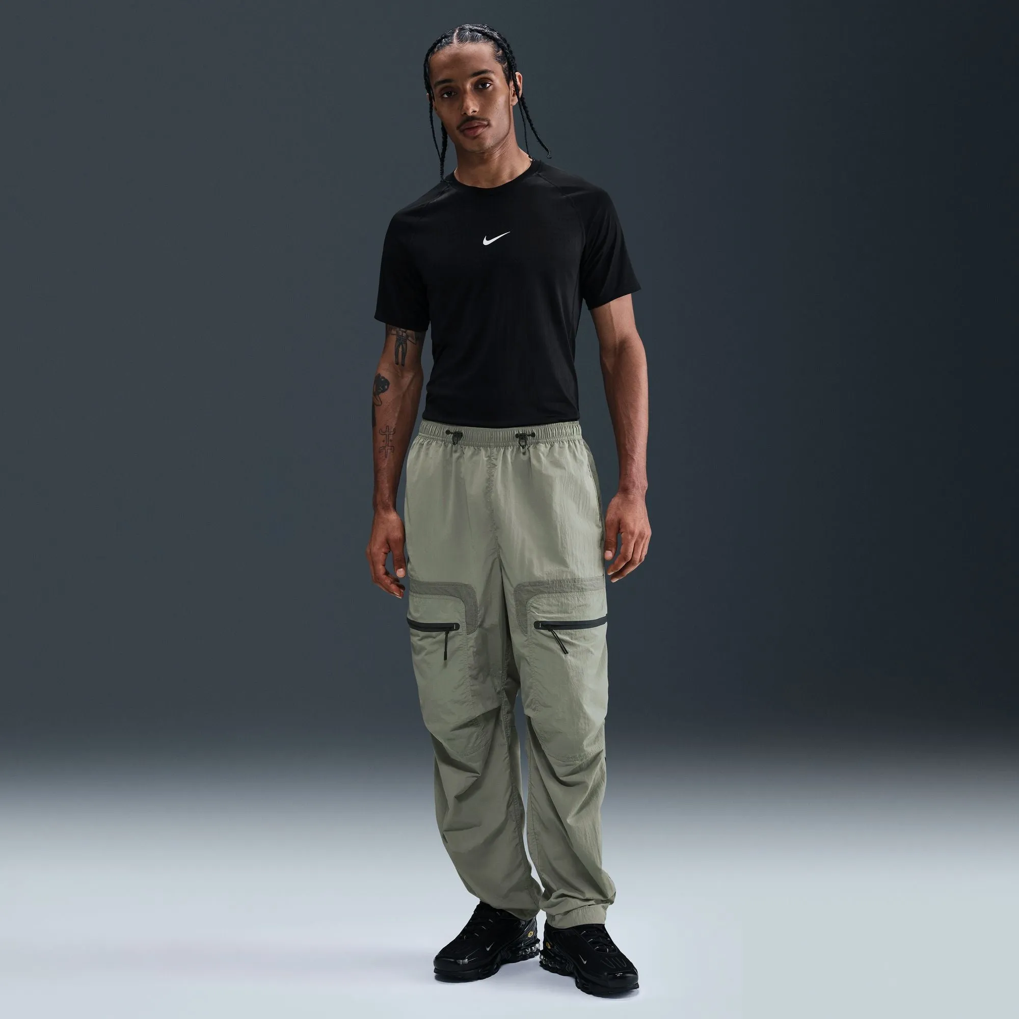 Slip Resistant All Weather Sport Active Nike Tech Men's Woven Cargo Pants Color: Light Army/black Style: HJ2940-320