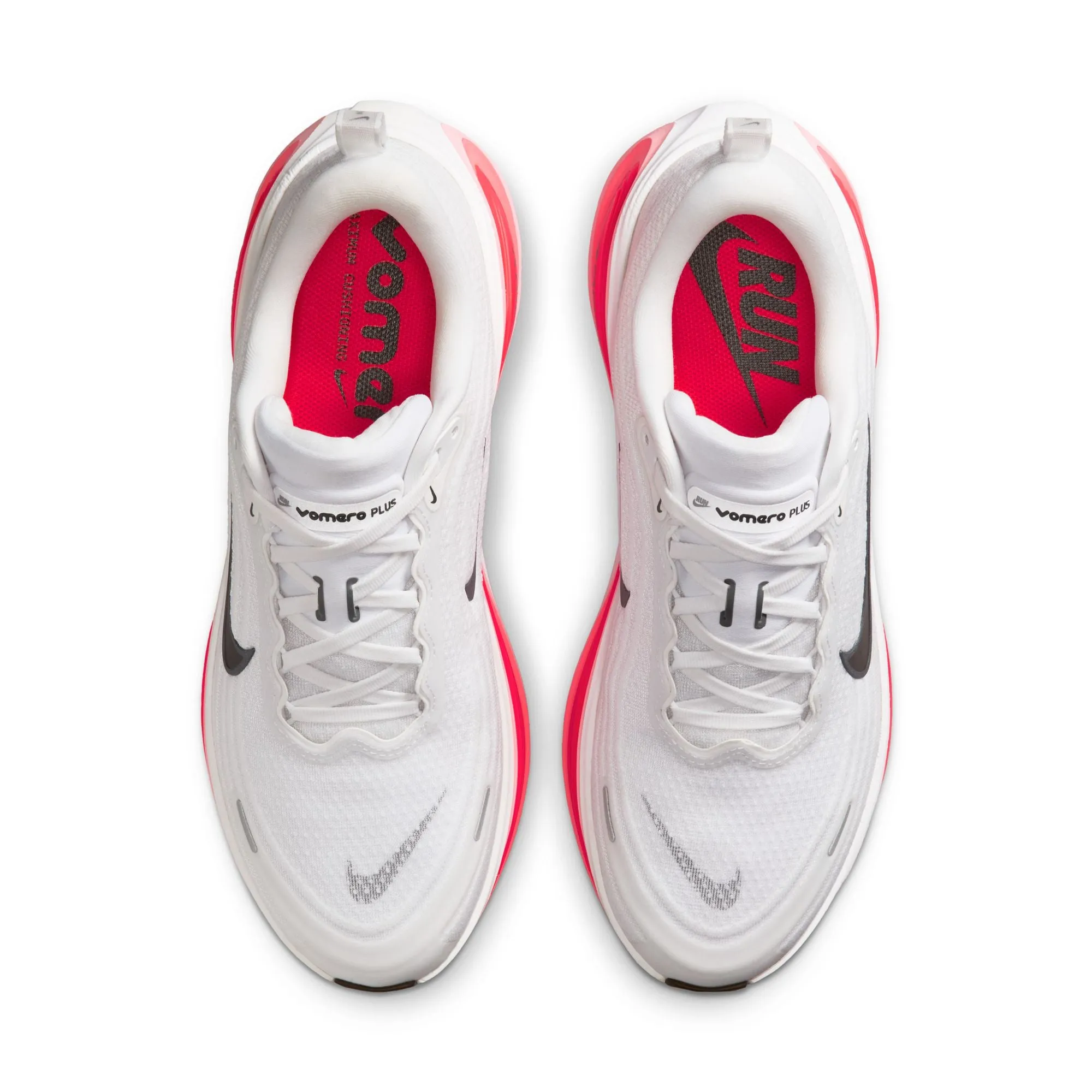 slow walk Nike Vomero Plus Men's Road Running Shoes Color: White/black-bright Crimson Style: HV8150-100