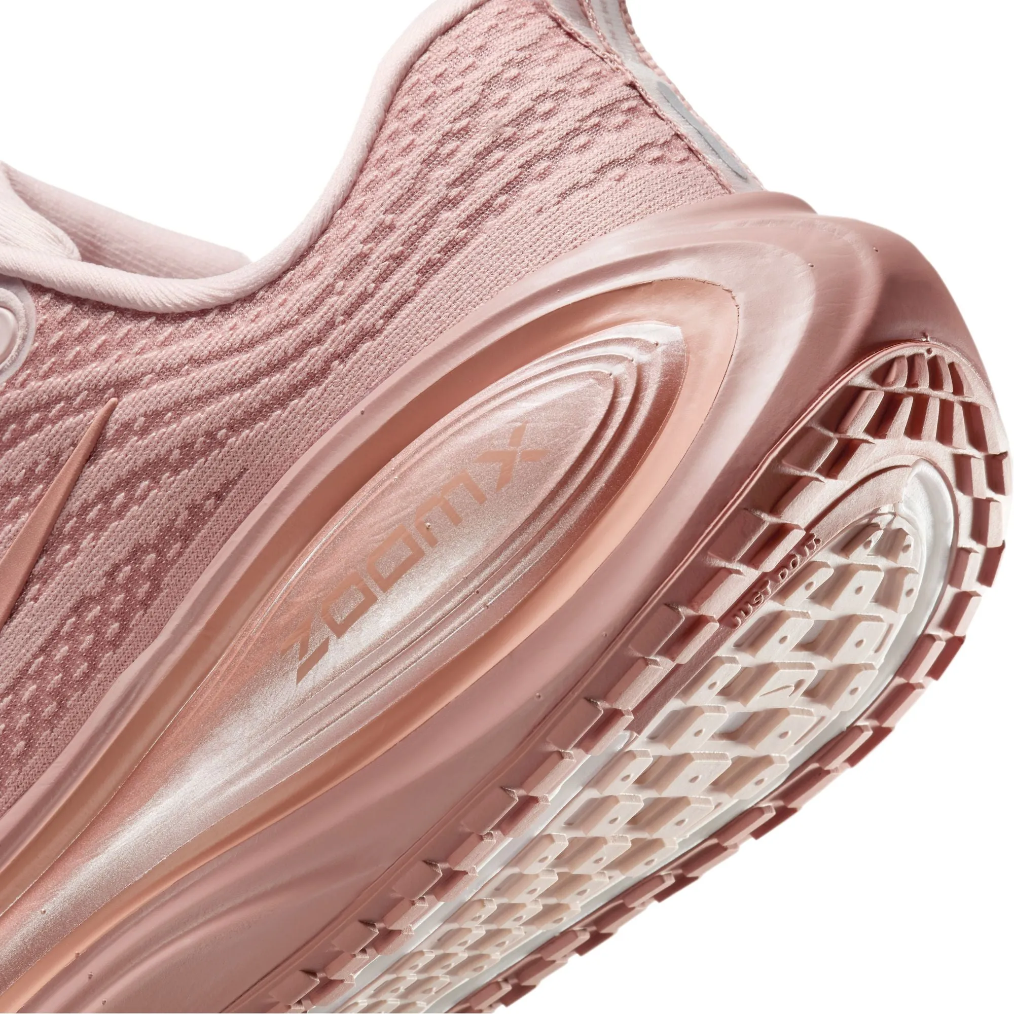 Nike Vomero Plus Women's Road Running Shoes Color: Particle Pink/mtlc Rose Gold-silt Red Style: HV8154-601 Flexible Padded Comfort Standing Workers