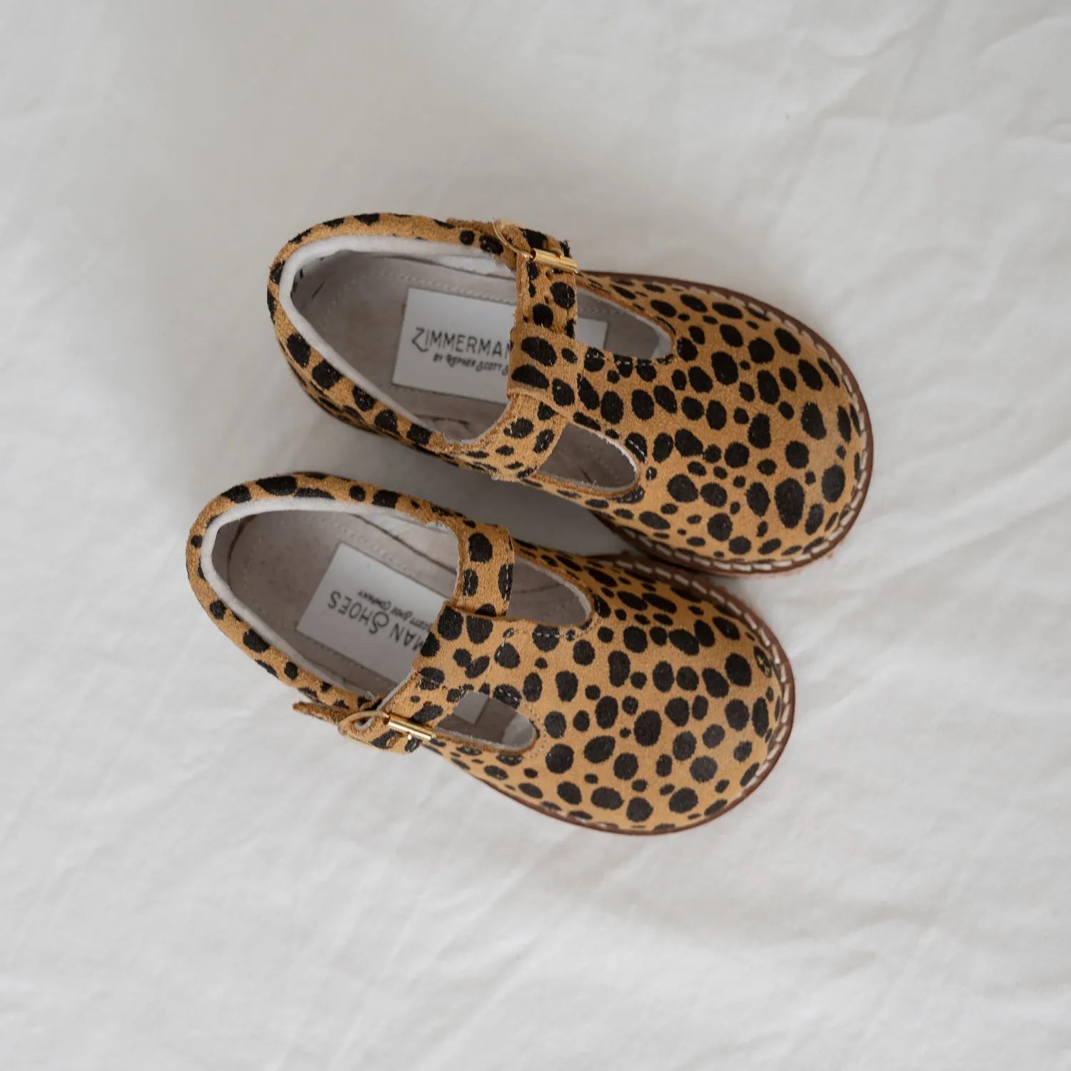 Flora T-Strap - Cheetah Flat - heeled kids' shoes