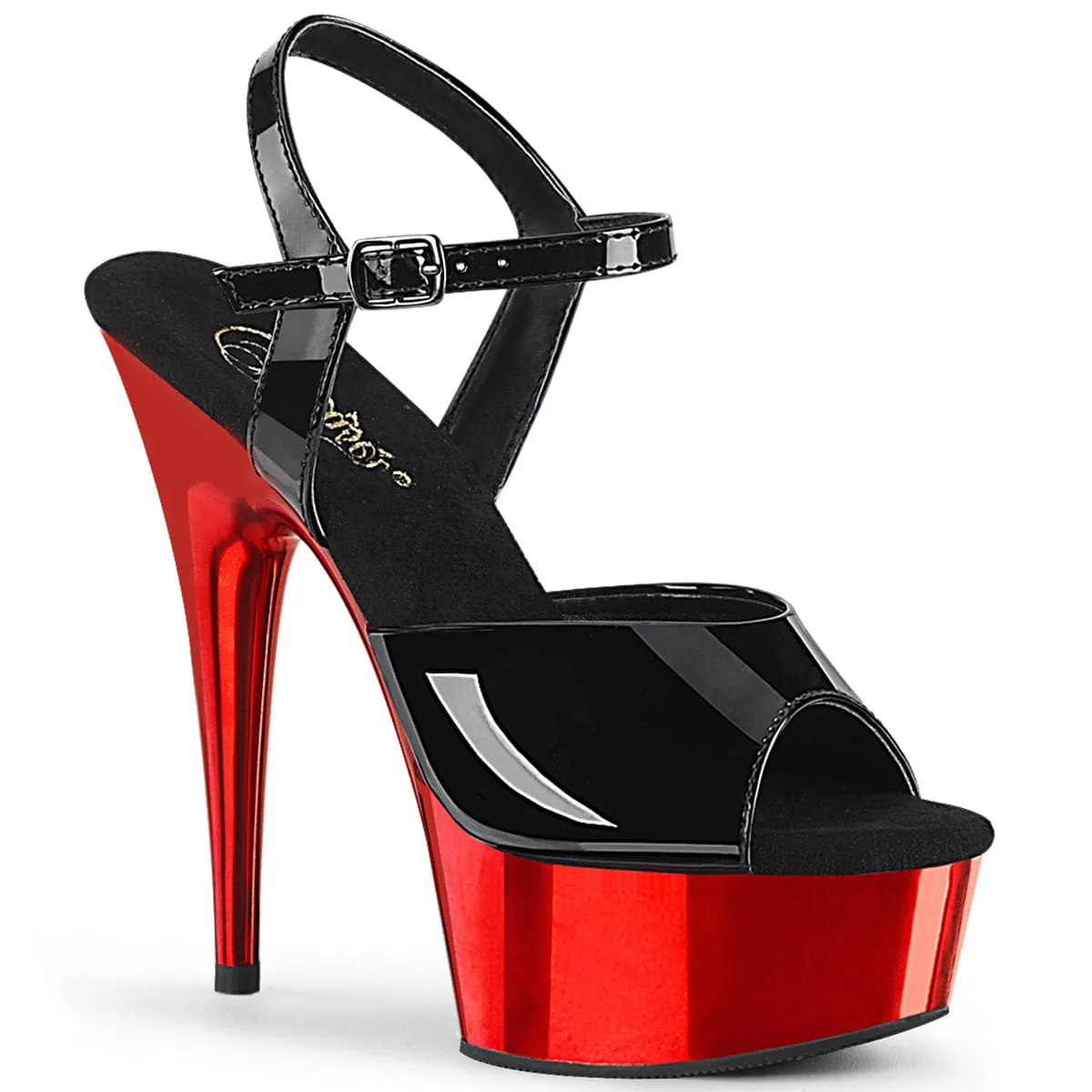 Platform Sole City Wear DELIGHT-609 Black Patent/Red Chrome