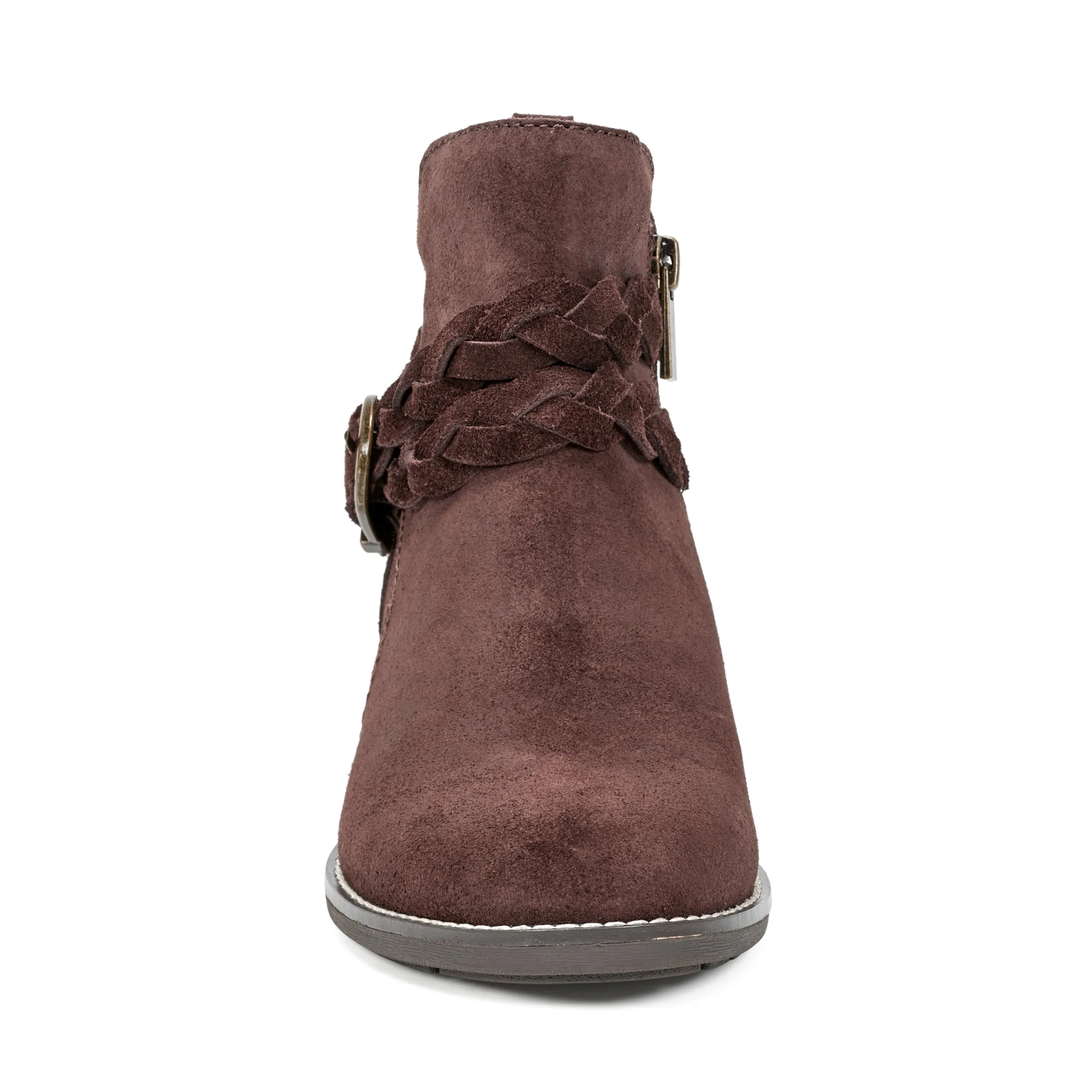 Breathable Morning Walk Nicole Round Toe Stacked Heel Casual Booties