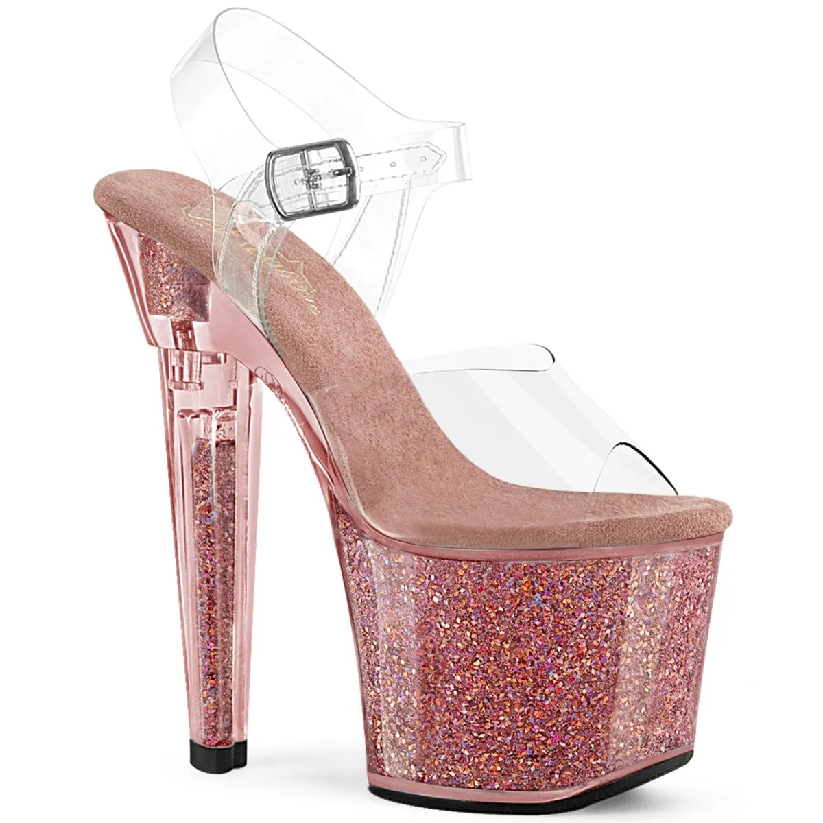 LOVESICK-708SG Clear/Pink Multi Iridescent Glitters Odor Resistant Stylish Footwear