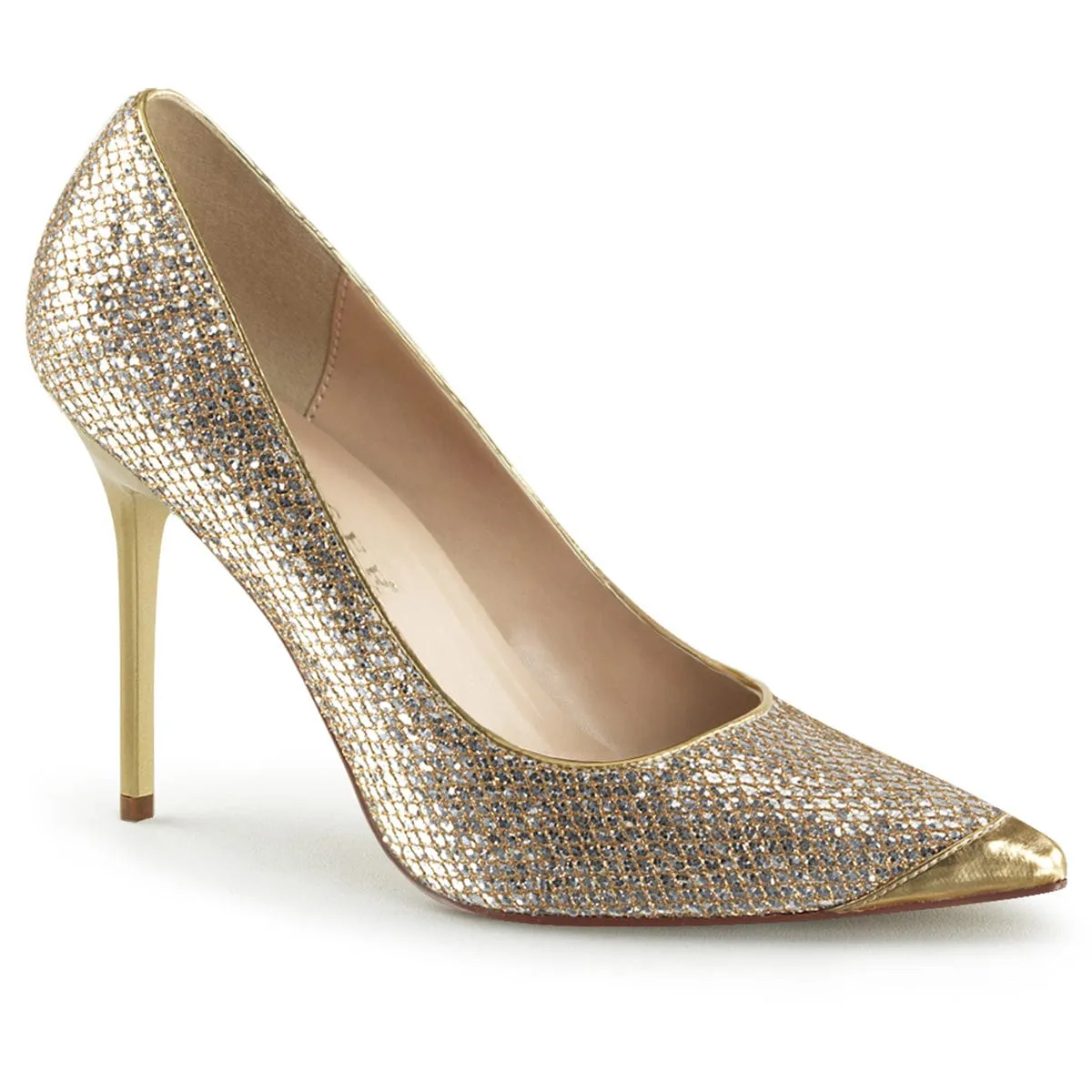 Ankle wrap CLASSIQUE-20 Gold Glittery Lame Pu
