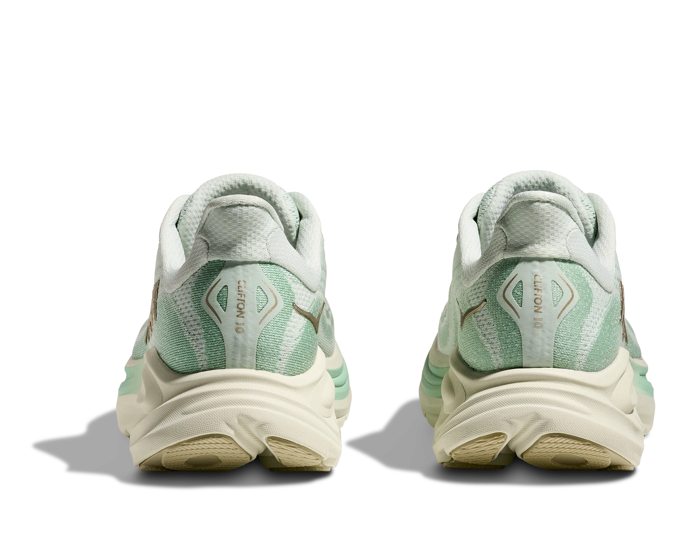 running in a light rail station area shoes Women's Clifton 10 - Sea Glass / Jadeite