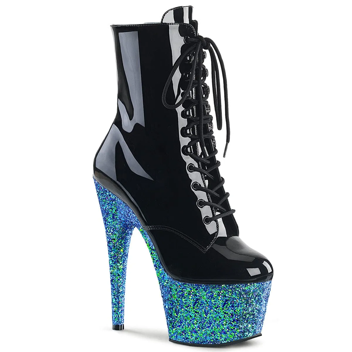 ADORE-1020LG Black Patent/Blue Multi Glitter Sail Vibe