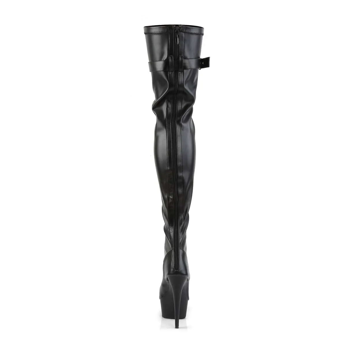 DELIGHT-3025 Black Stretch Faux Leather/Black Matte High Grip
