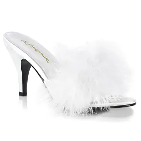 AMOUR-03 White Pu-Fur Dressy Stilettos Comfortable Heels