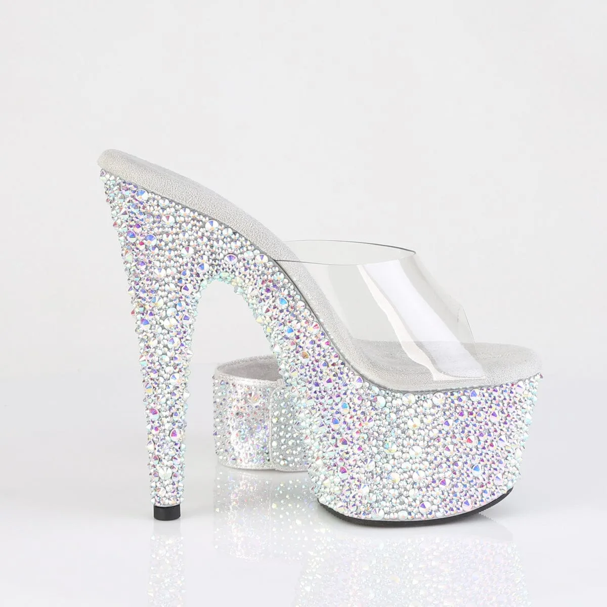 Fast Slide Everyday Comfort BEJEWELED-712MS Clear/Silver AB RS Platform Heels