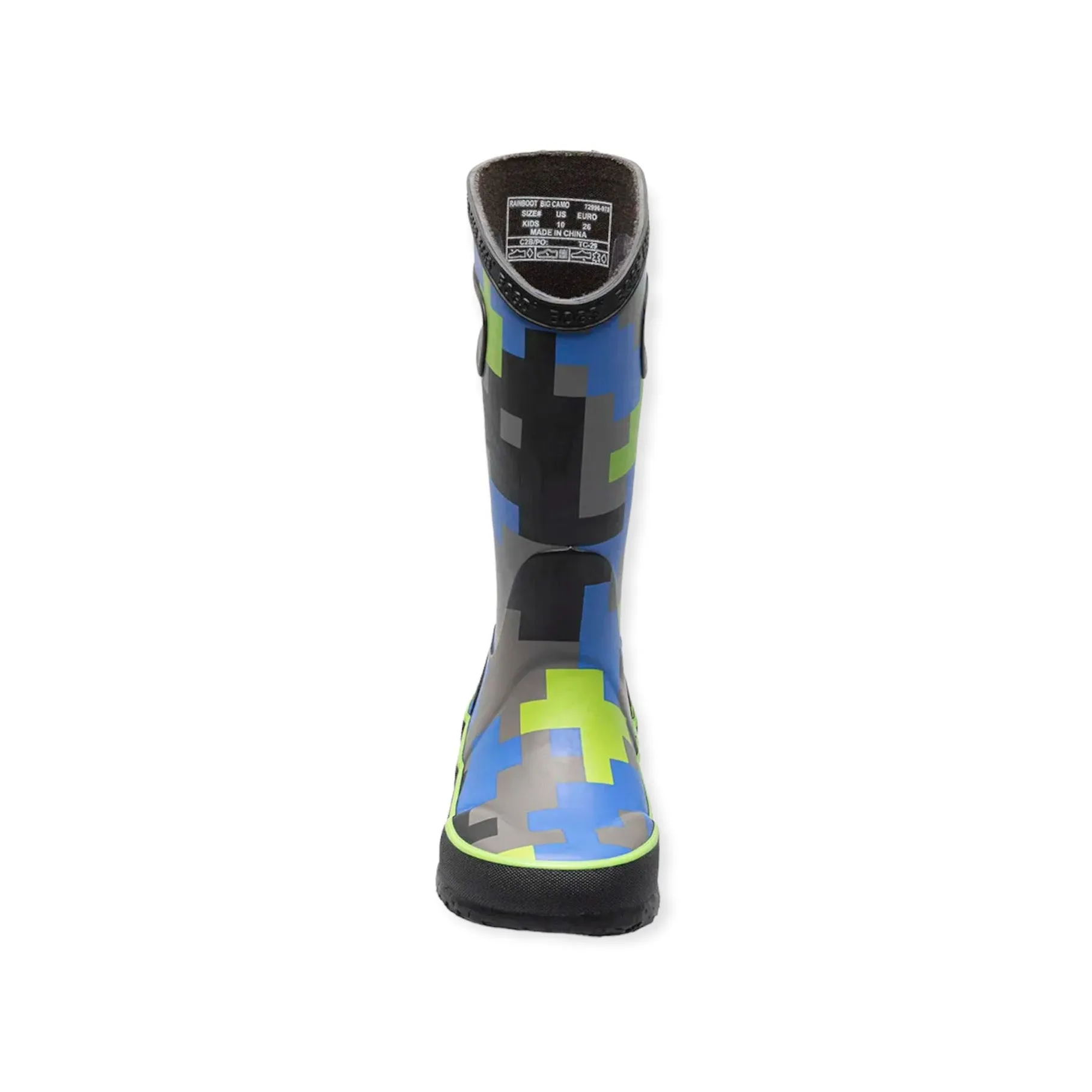 Waterproof Feature Anti-Slip Sole Rainboot Big Camo - Black and Green