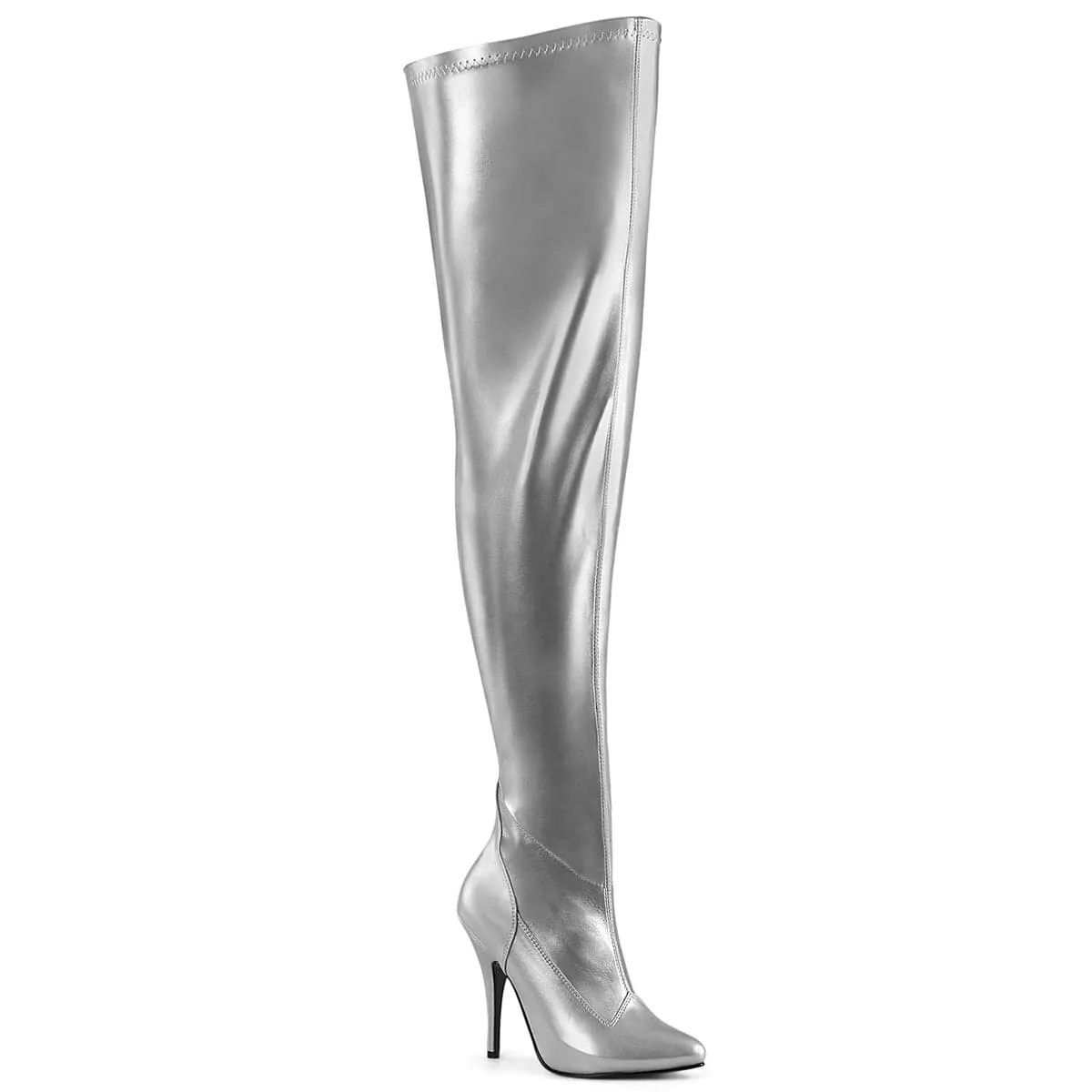 Lace Up Design SEDUCE-3000WC Silver Stretch Metallic Pu