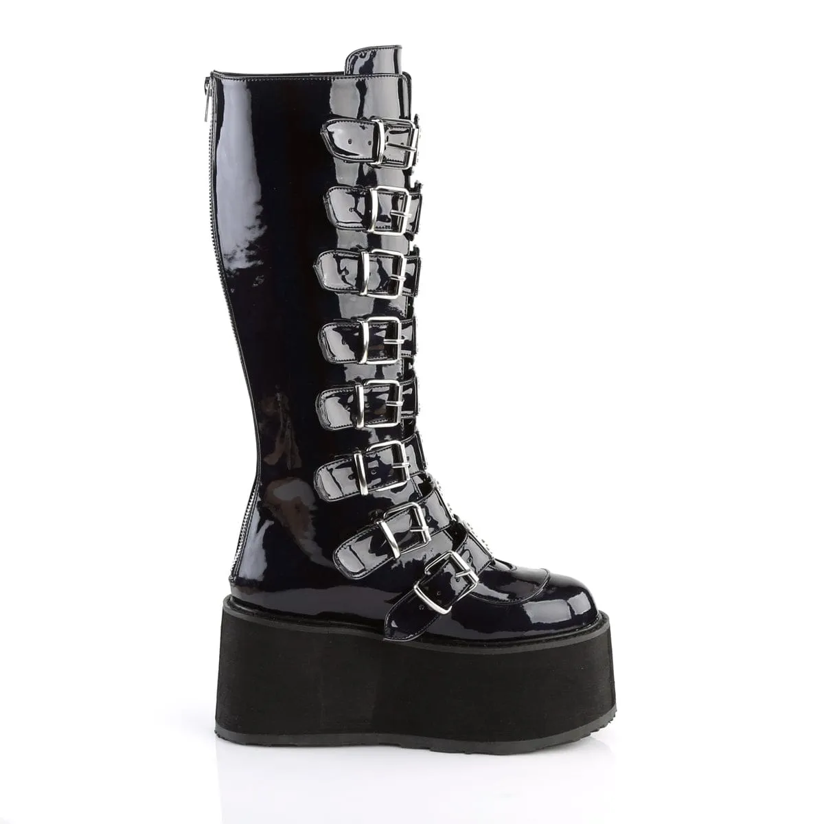 Spring Jump Greek Ease DAMNED-318 Black Hologram Vegan Leather