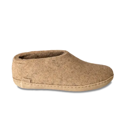 Heel Strap Durable Rubber Shoe with Leather Sole - Sand