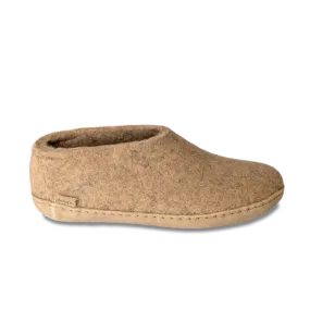 Heel Strap Durable Rubber Shoe with Leather Sole - Sand