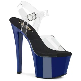 SKY-308 Platform Shoes Clear/Royal Blue Ocean Breeze