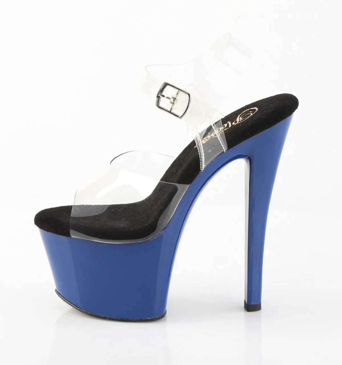 Comfort Zone Summer Wear SKY-308 Platform Shoes Clear/Royal Blue