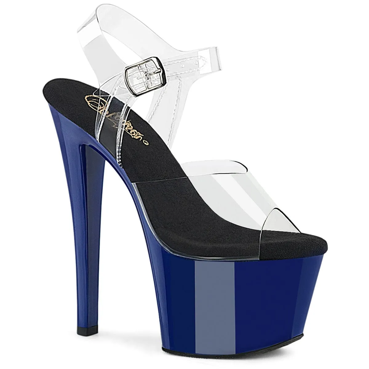SKY-308 Platform Shoes Clear/Royal Blue Ocean Breeze