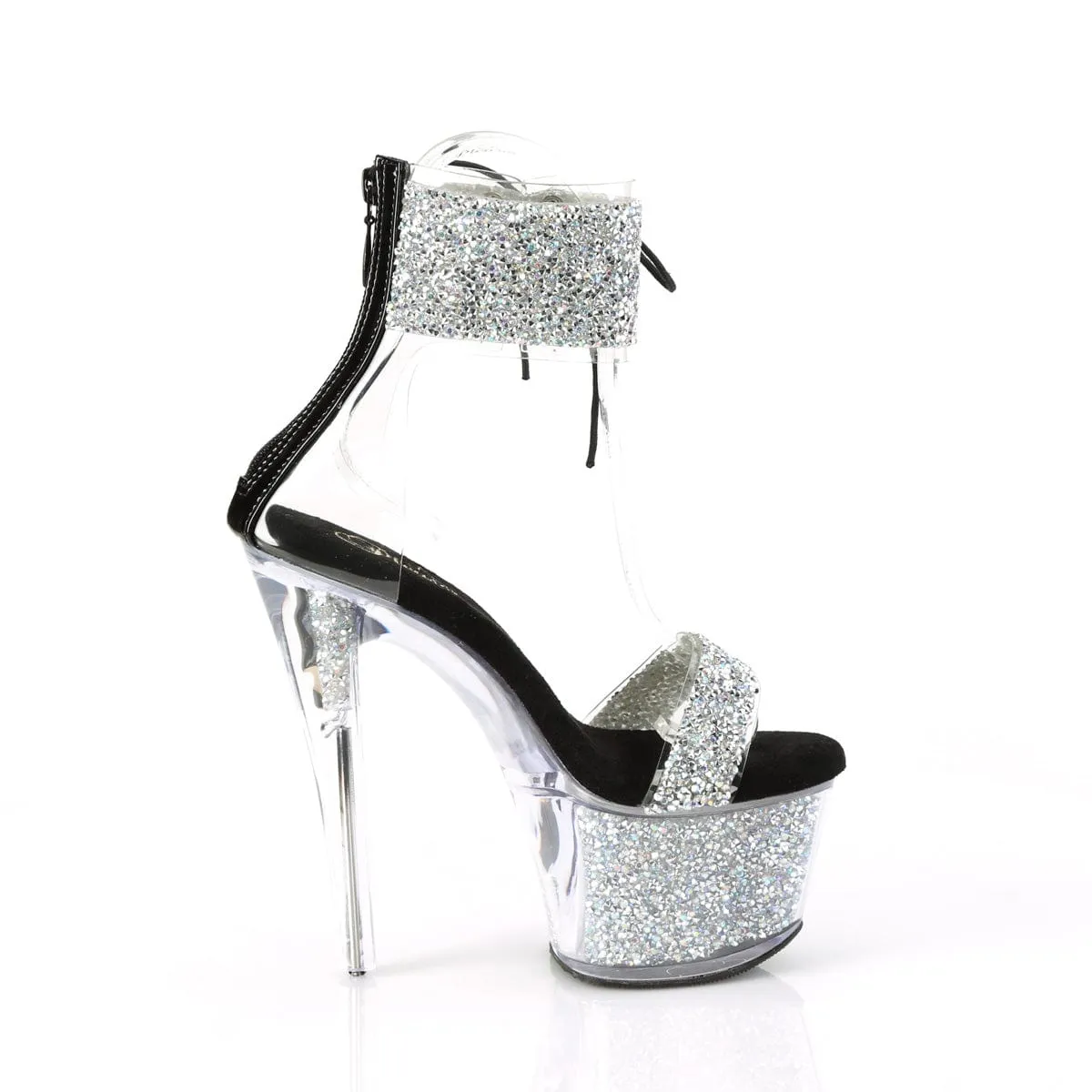 ethnic touch Stylish Casual Shoes SKY-327RSI Silver Multi Rhinestones-Black/Silver Rhinestones