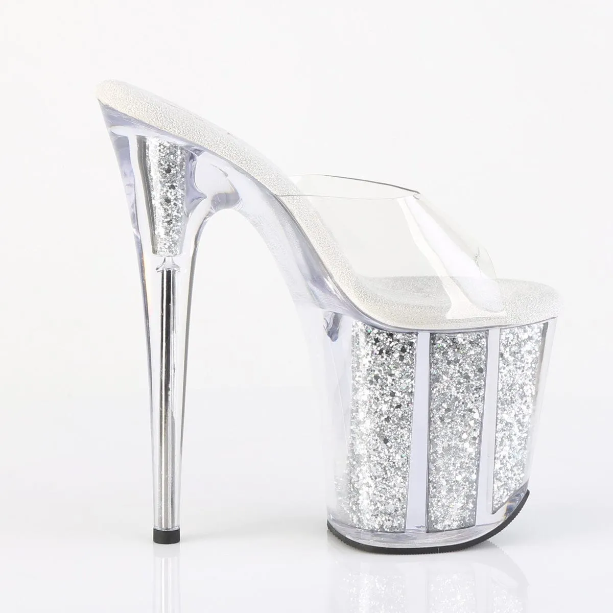 Light Travel Flats Orthopedic Design FLAMINGO-801G Clear/Silver Glitter