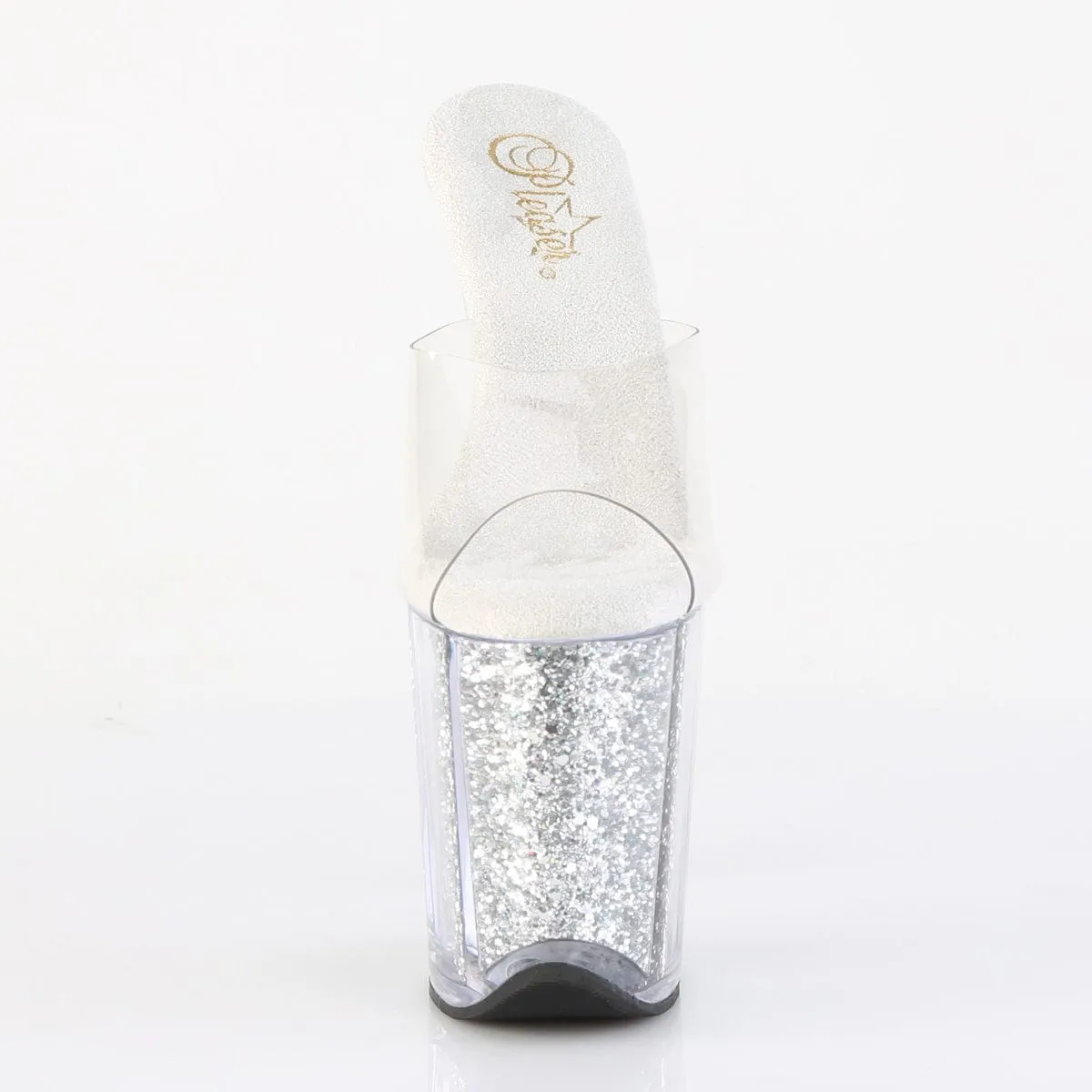 FLAMINGO-801G Clear/Silver Glitter Standing Comfort Comfortable Outdoor Sandals
