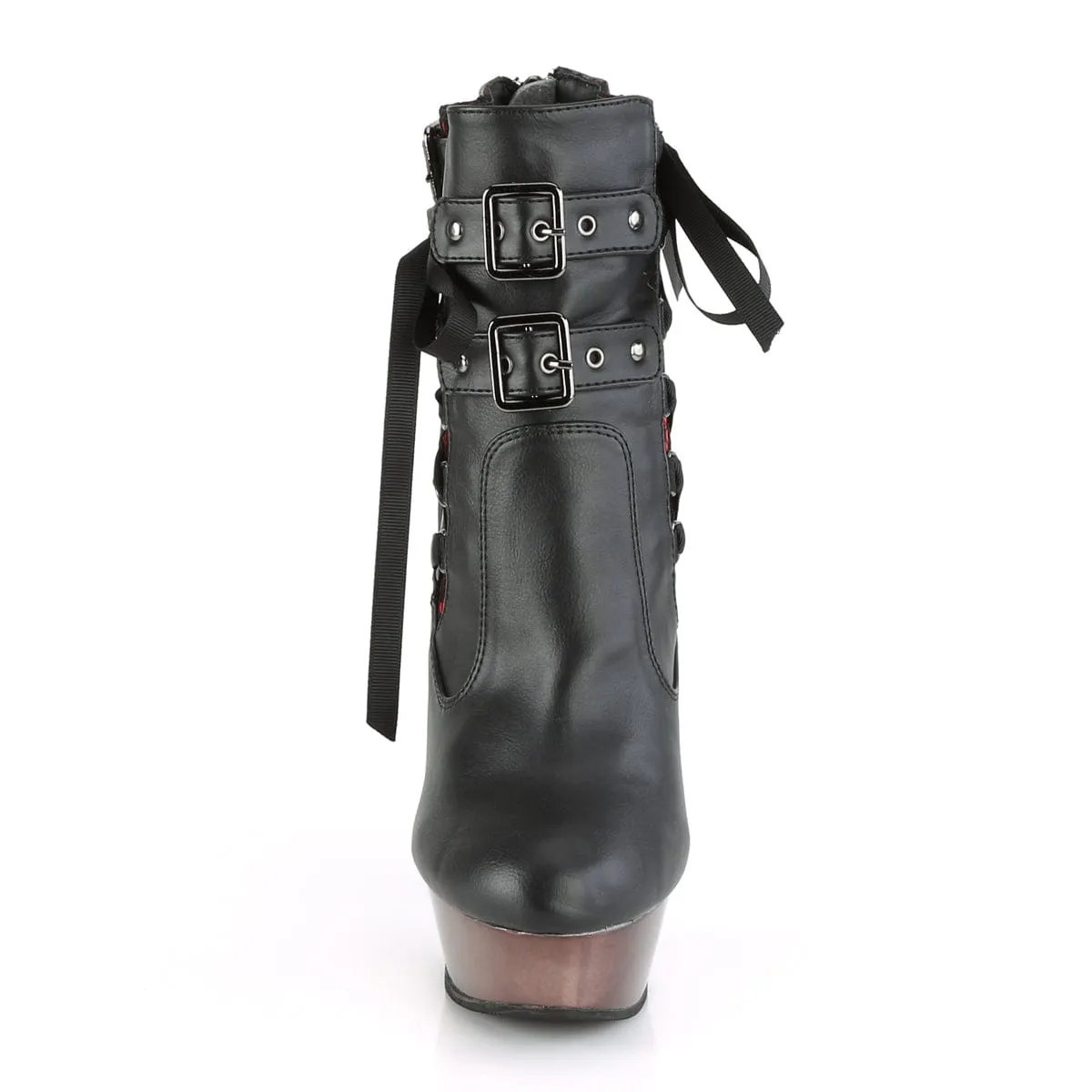 Ring Walk Ventilated MUERTO-1030 Black Faux Leather/Pewter Chrome Mid-Calf Boots