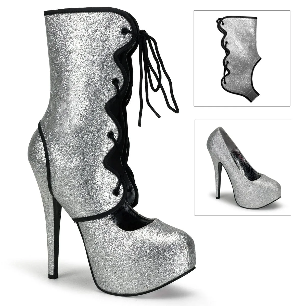 TEEZE-31G Silver Mini Glitter Elegant Booties