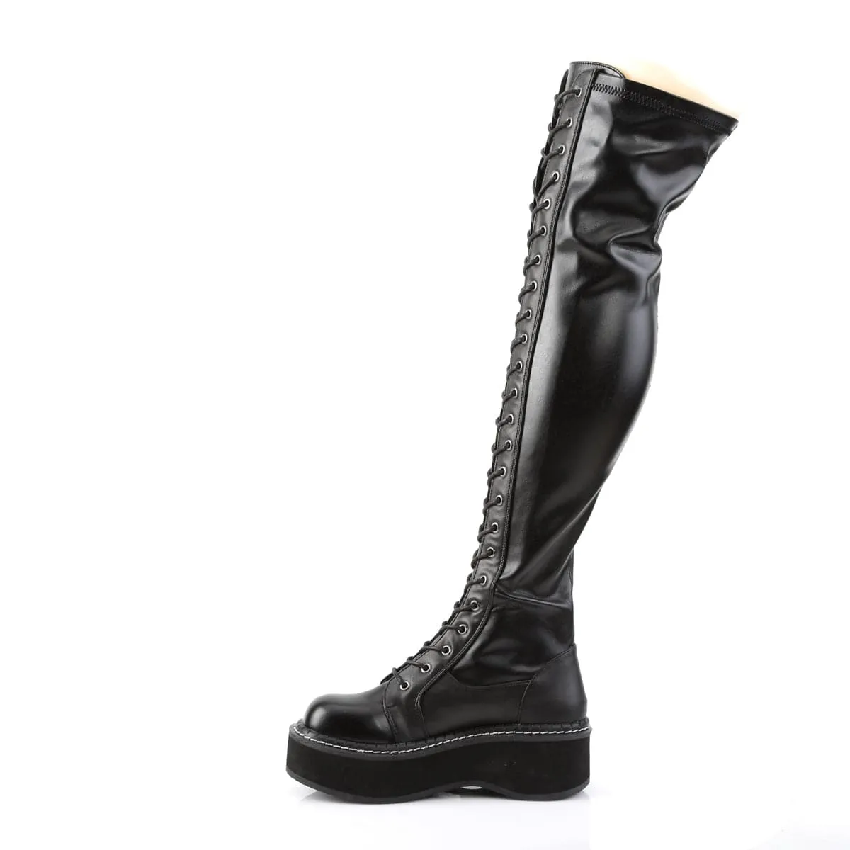 EMILY-375 Black Stretch Vegan Leather Easy Maintenance