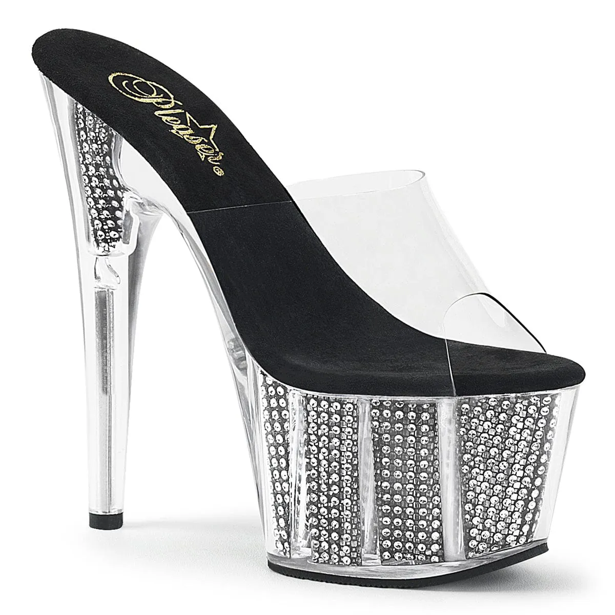 ADORE-701SRS Clear/Black Simulated Rhinestones Durable outsole