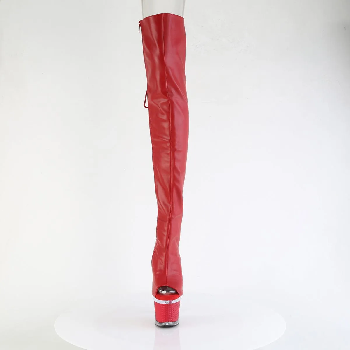 SPECTATOR-3030 Red Faux Leather/Clear-Red Matte Stable base Smart Look