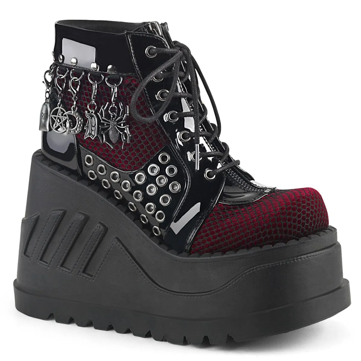 STOMP-18 Black Patent -Burgundy Velvet Fitness