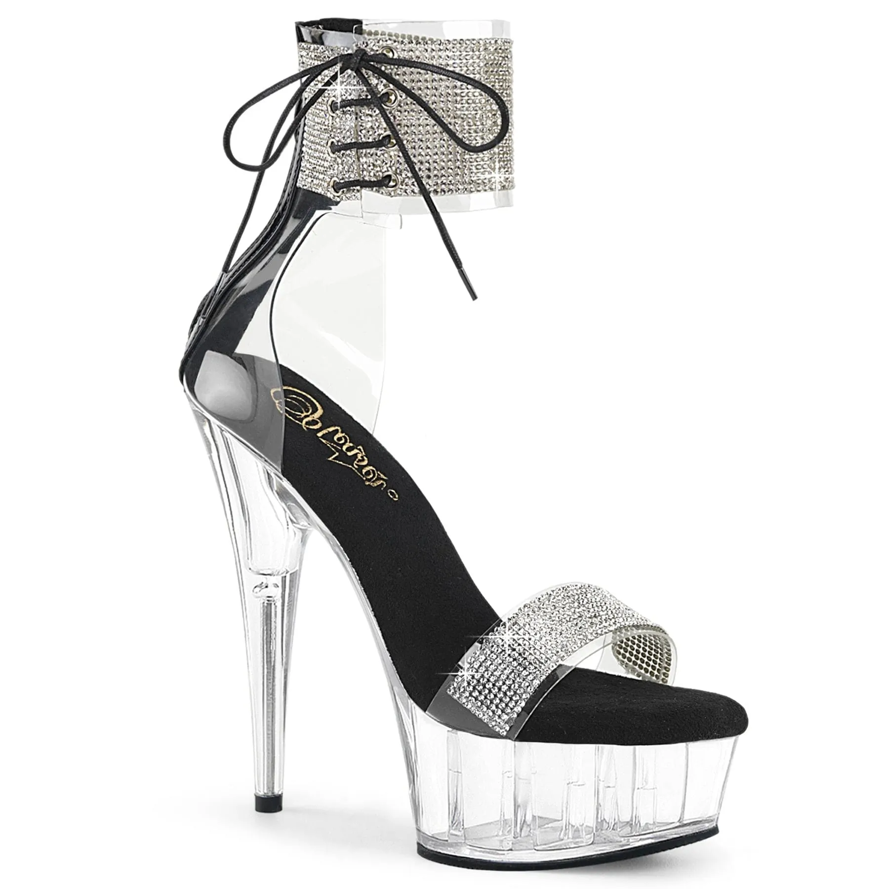 DELIGHT-627RS Clear-Black/Clear Zero Weight wedge sandals