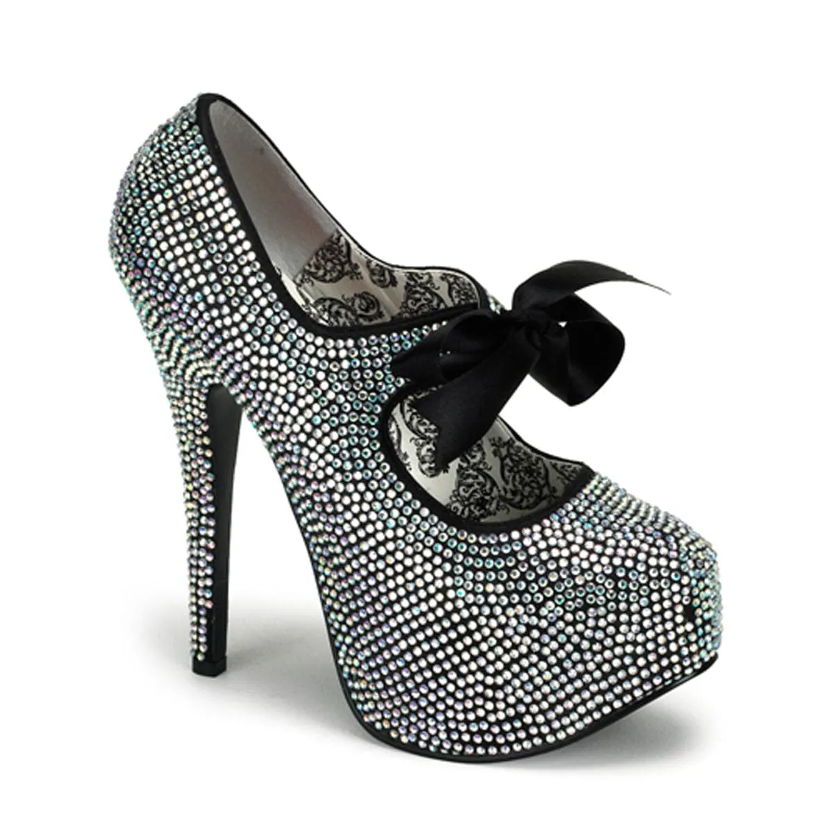 Wide Fit Heels Summer Footwear TEEZE-04R Iridescent Rhinestones