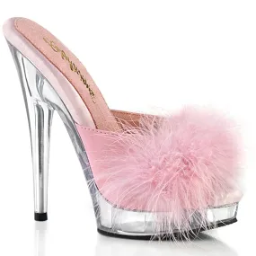Sexy Red Heels Night Out Heels SULTRY-601F Baby Pink Pu-Marabou Fur/Clear