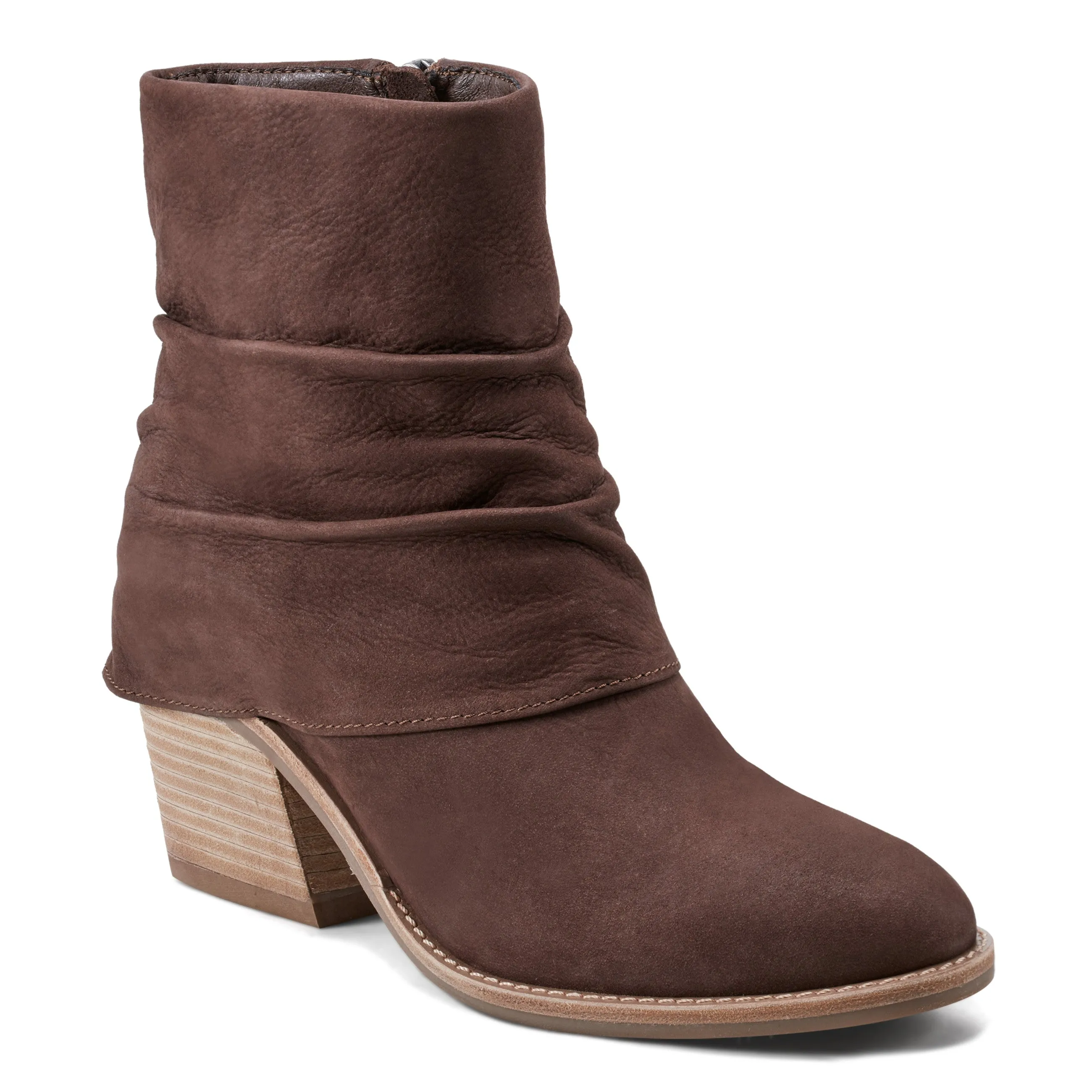 Stable Support Cold Climate Savvy Block Heel Ruched Casual Booties