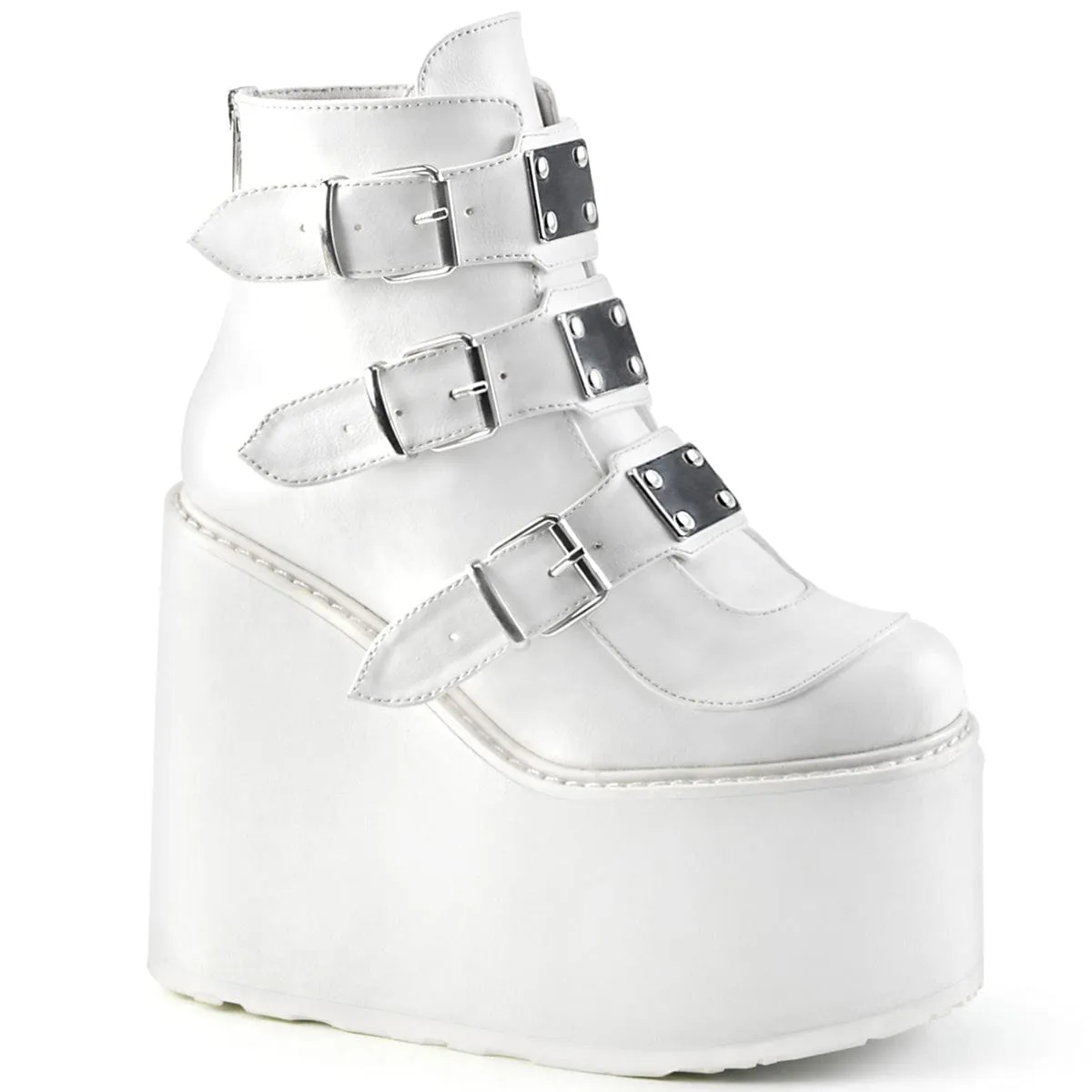 Night Out Buckle Fit SWING-105 White Vegan Leather