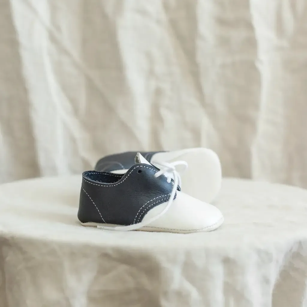 Elastic Sling Zip Fast Soft Soled Oxford - White/Navy