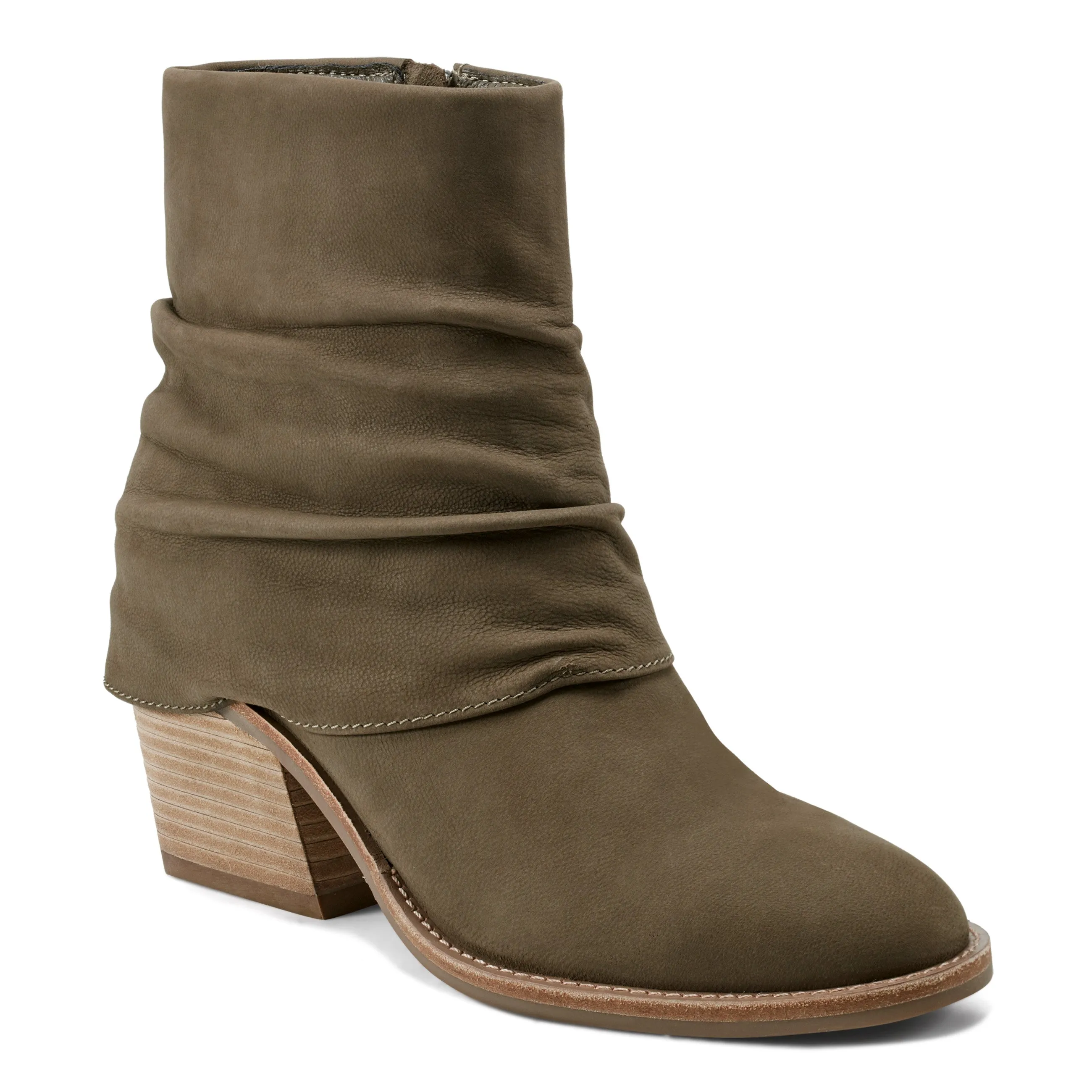 LaceUp Quilt Soft Savvy Block Heel Ruched Casual Booties