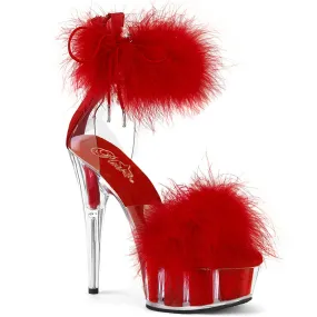 Open Toe Pumps Fall Heels DELIGHT-624F Clear-Red Fur/M