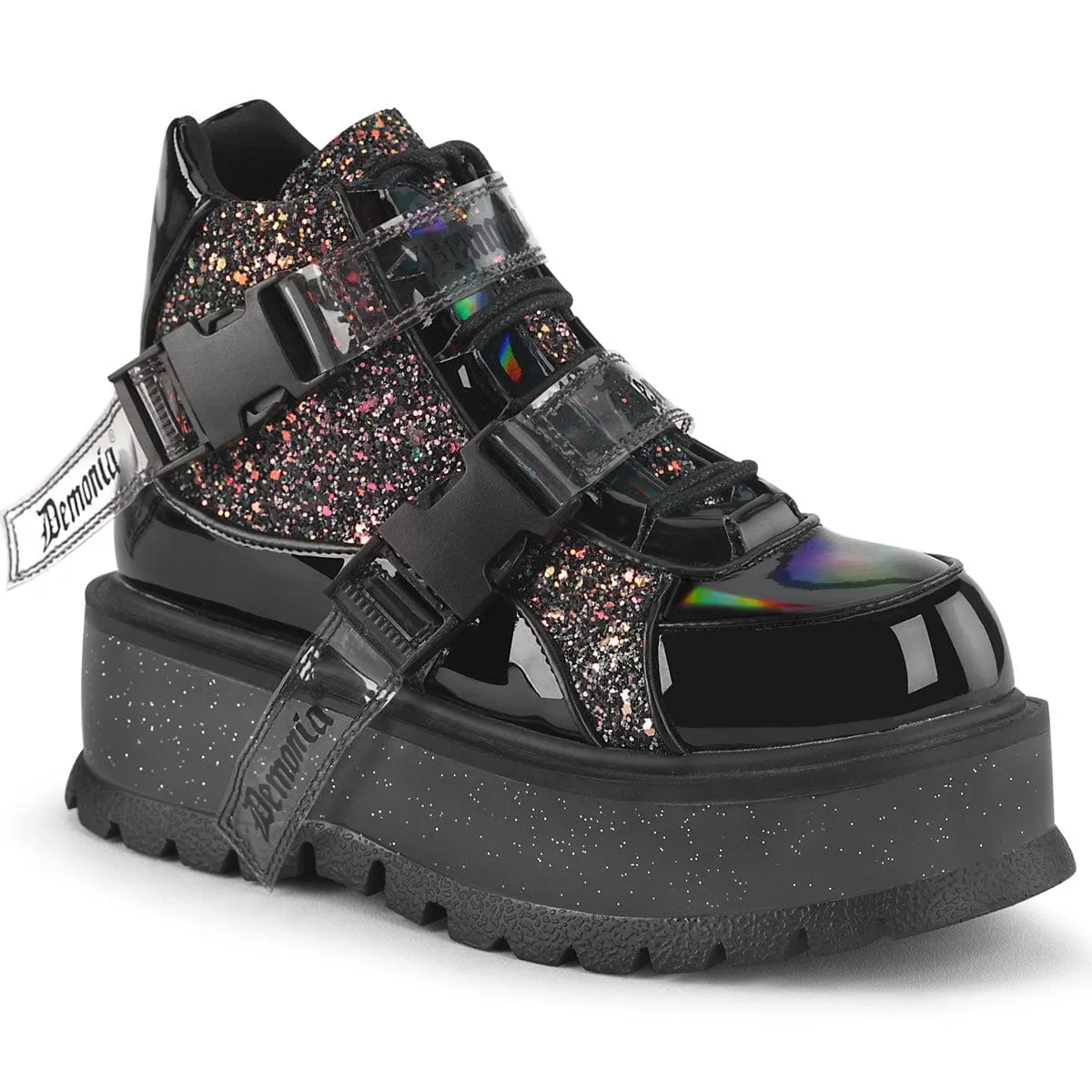 SLACKER-50 Black Patent-Black Multi Glitter hiking adventure Casual Outfit