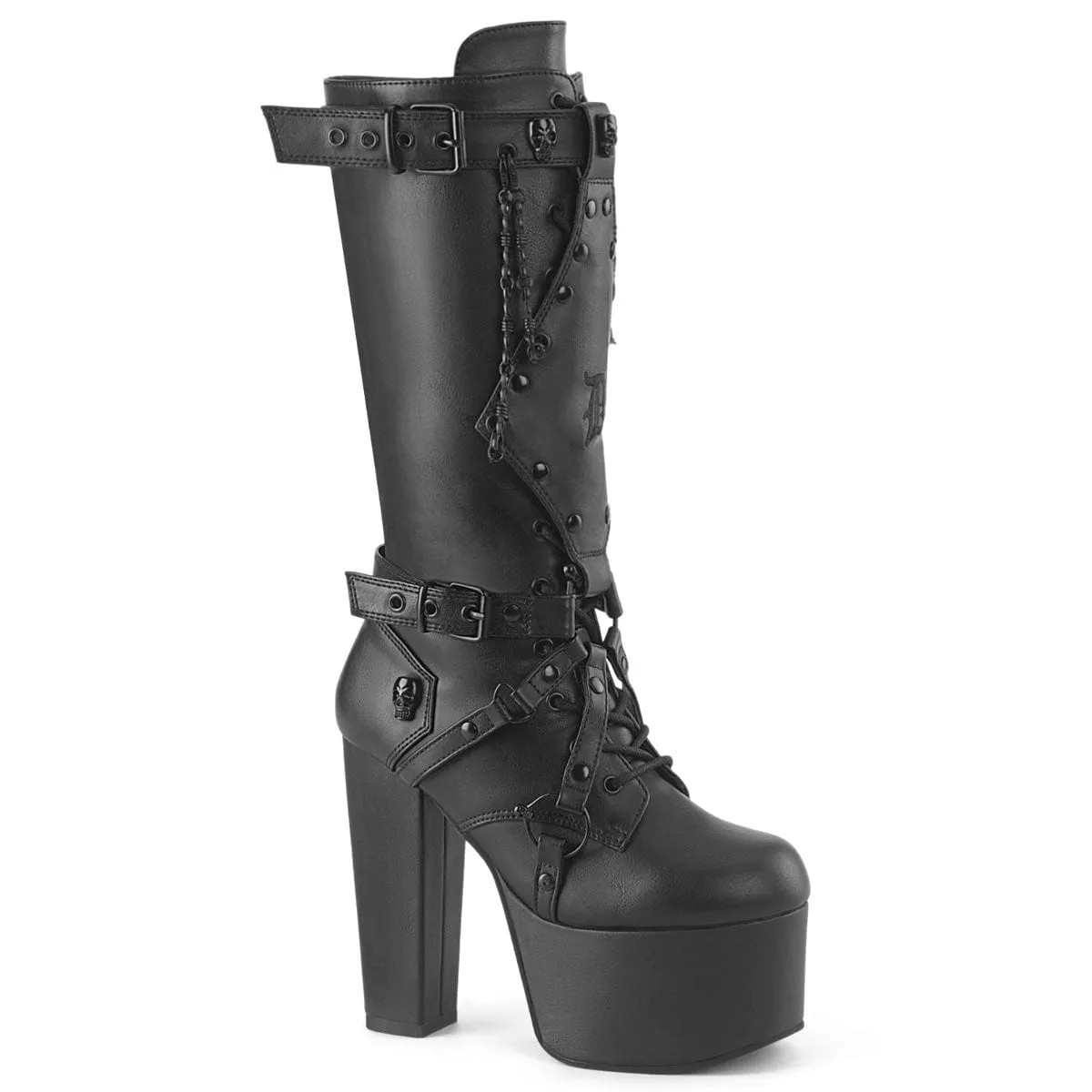 Fashion Focused TORMENT-218 Black Vegan Leather