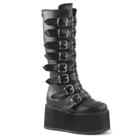 DAMNED-318 Black Vegan Leather Flexible Fit Abrasion   Resistant