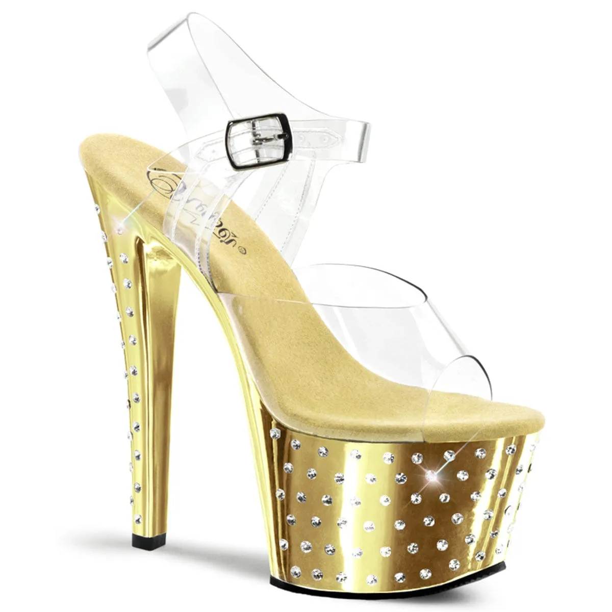 All-Day Wear Durable Footwear STARDUST-708 Clear/Gold Chrome