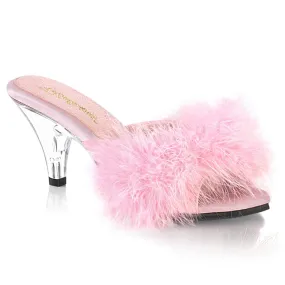 BELLE-301F Baby Pink Pu-Fur/Clear Eco-Friendly Footwear Minimal Feel