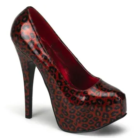 TEEZE-37 Red Cheetah Patent Textured Surface