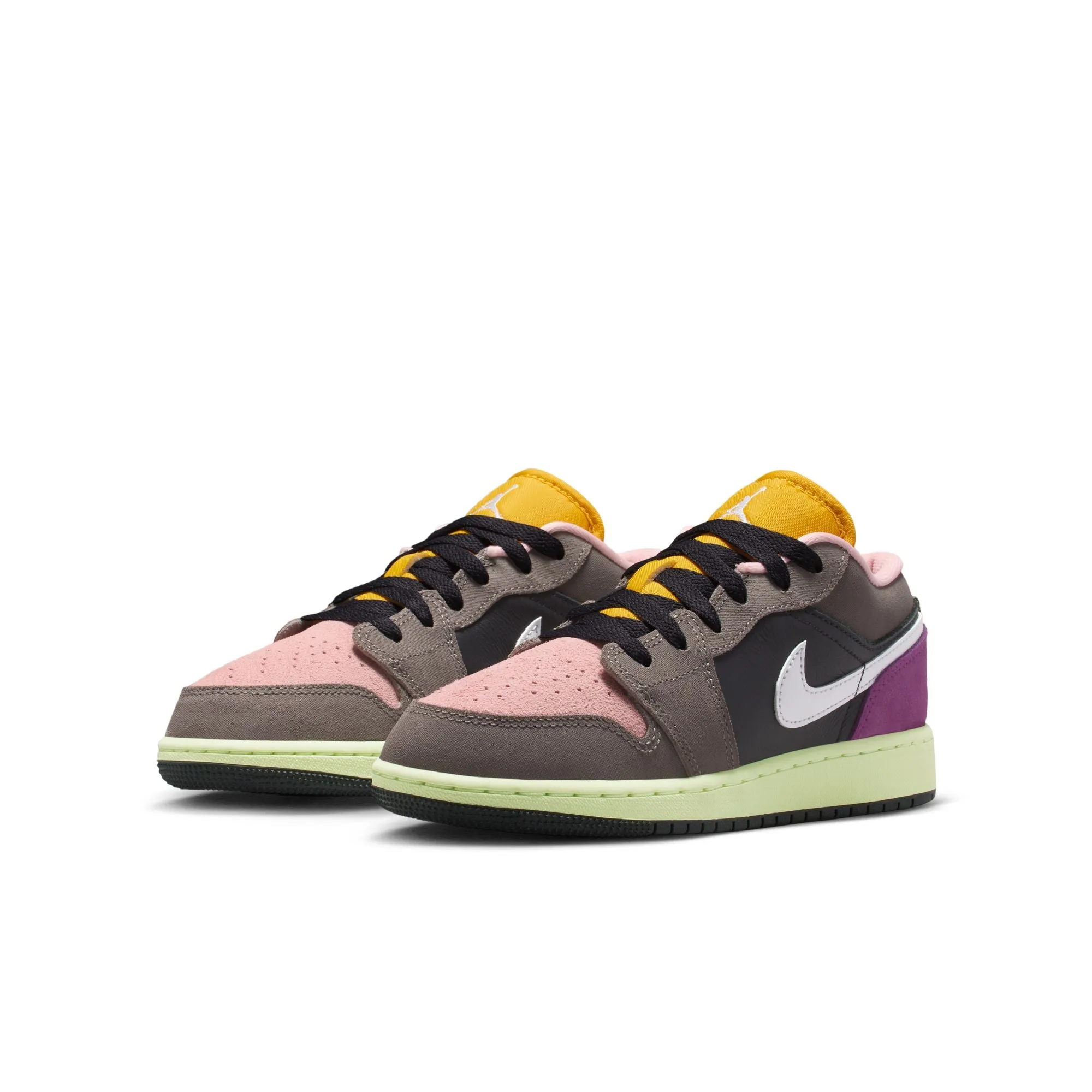 Cushioned Insole Air Jordan 1 Low SE Big Kids' Shoes Color: Oil Grey/white-cave Stone-arctic Punch HQ2021-005