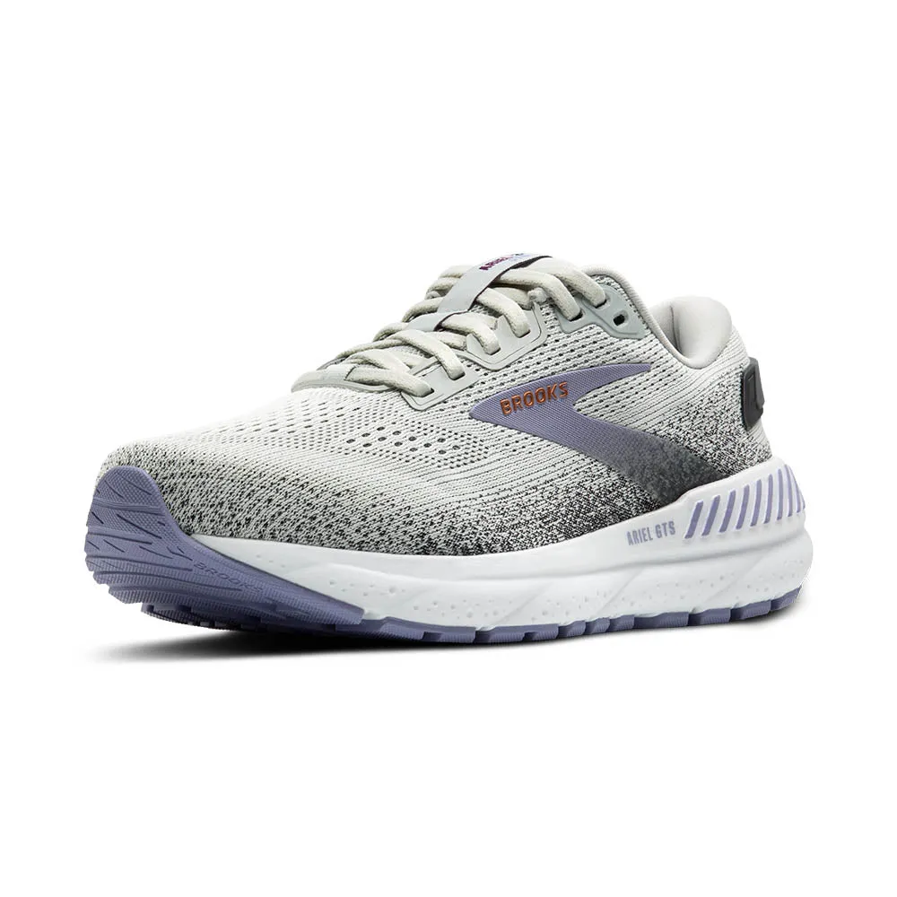 city running shoes rubber running option Women's Ariel GTS 24 - Mercury / Ebony / Sweet Lavender