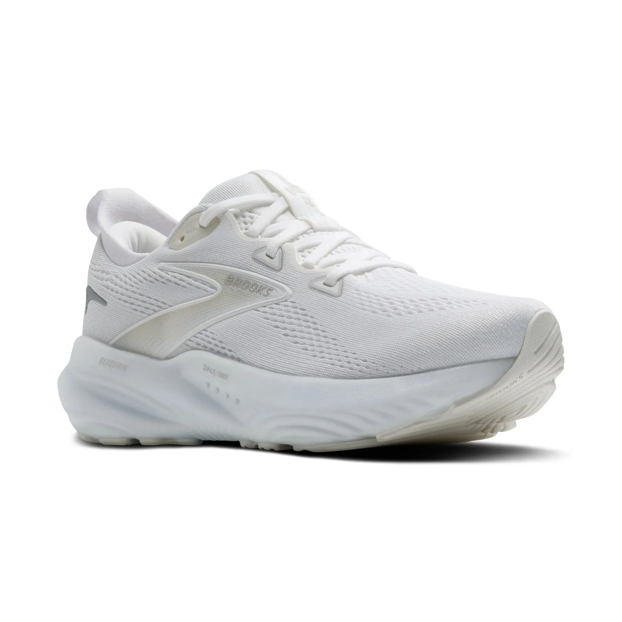 Women's Glycerin 22 - White / White / Grey right - foot running in a tied - arch bridge area shoes