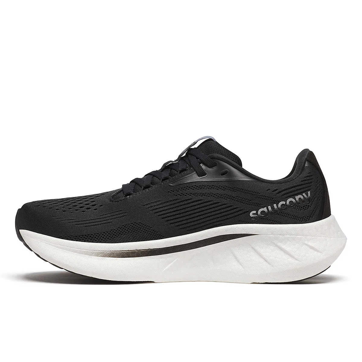 Women's Ride 18 - Black / White running in a arch bridge area shoes Firm midsole