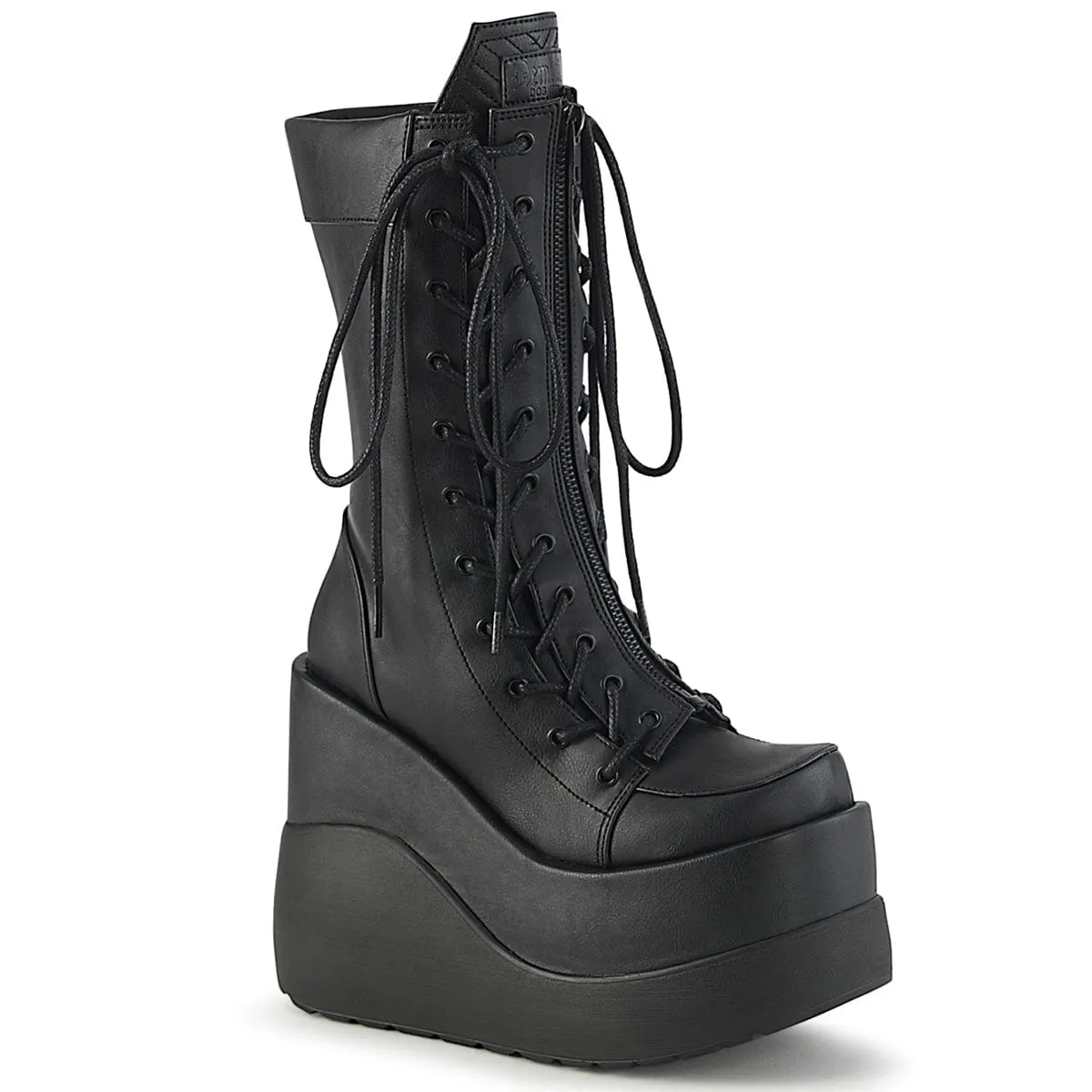 Breathable Casual Look VOID-118 Black Vegan Leather-Patent